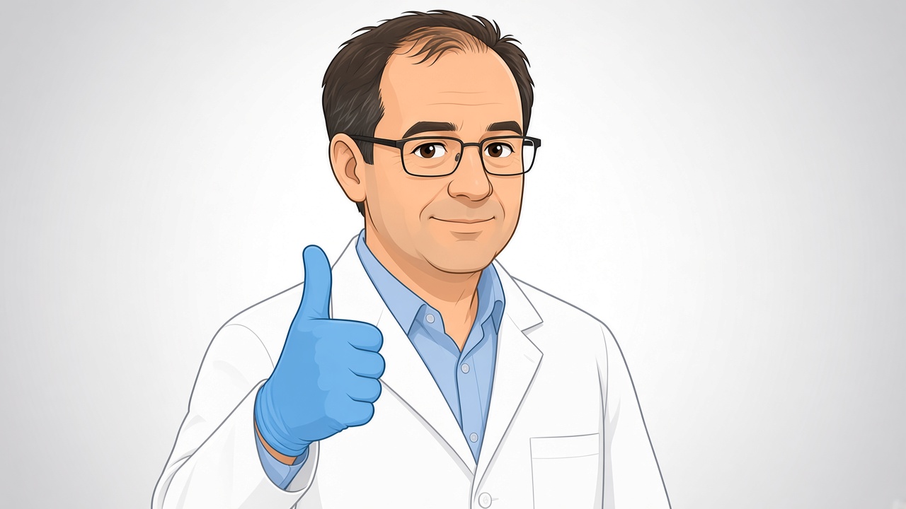 Cartoon Character B — Character B · thumbs up from the lab