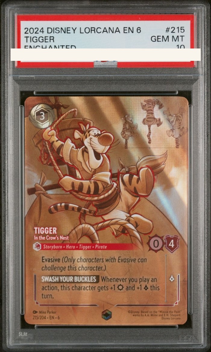 Sanitized PSA 10 slab of Tigger – In the Crow’s Nest (215/204); certification number and barcodes redacted