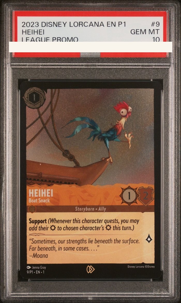 Sanitized PSA 10 slab of HeiHei – Boat Snack (9/P1); certification number and barcodes redacted