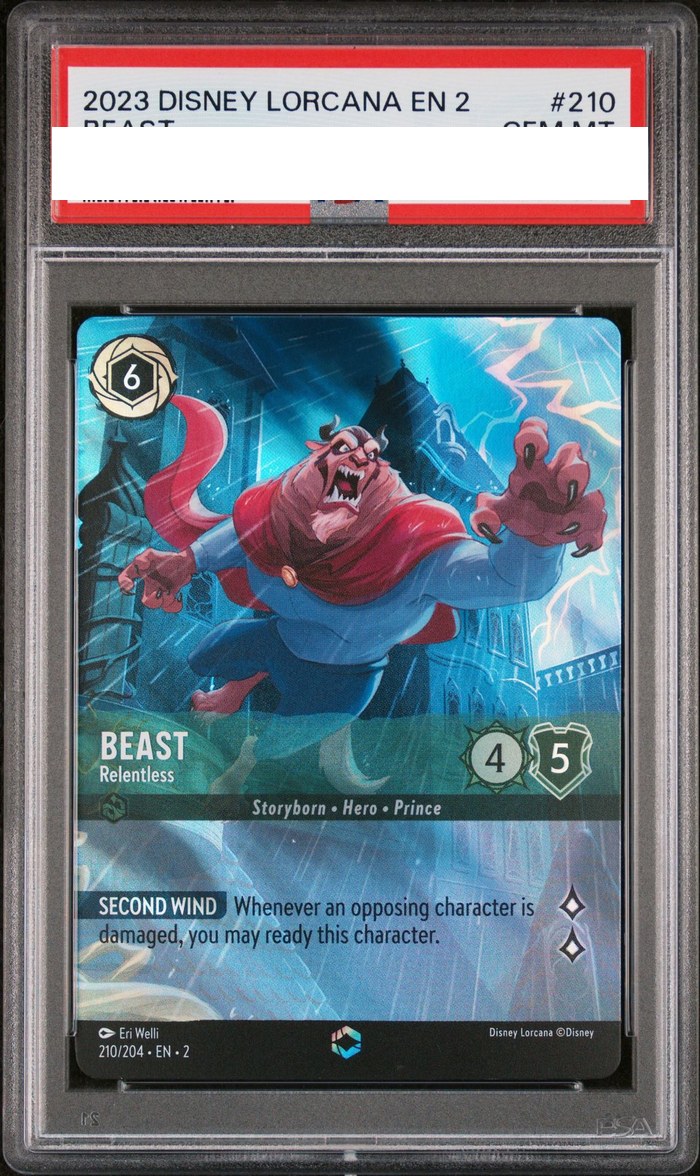 Sanitized PSA 10 slab of Beast – Relentless (210/204); certification number and barcodes redacted