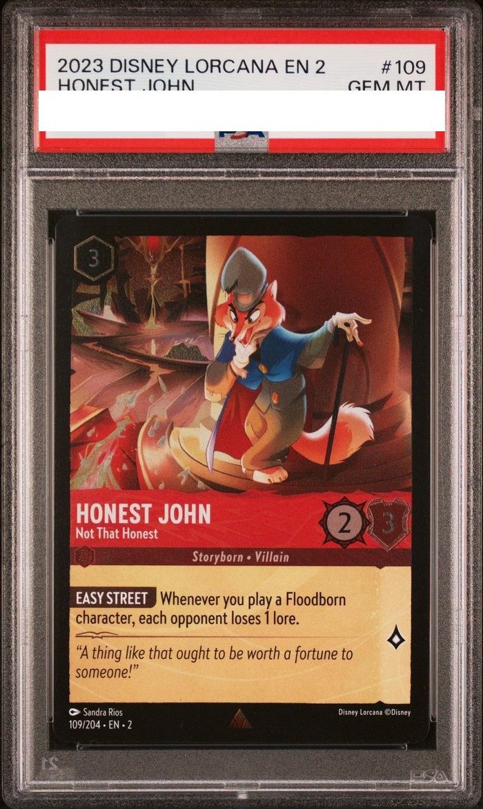 Sanitized PSA 10 slab of Honest John – Not That Honest (109/204); certification number and barcodes redacted