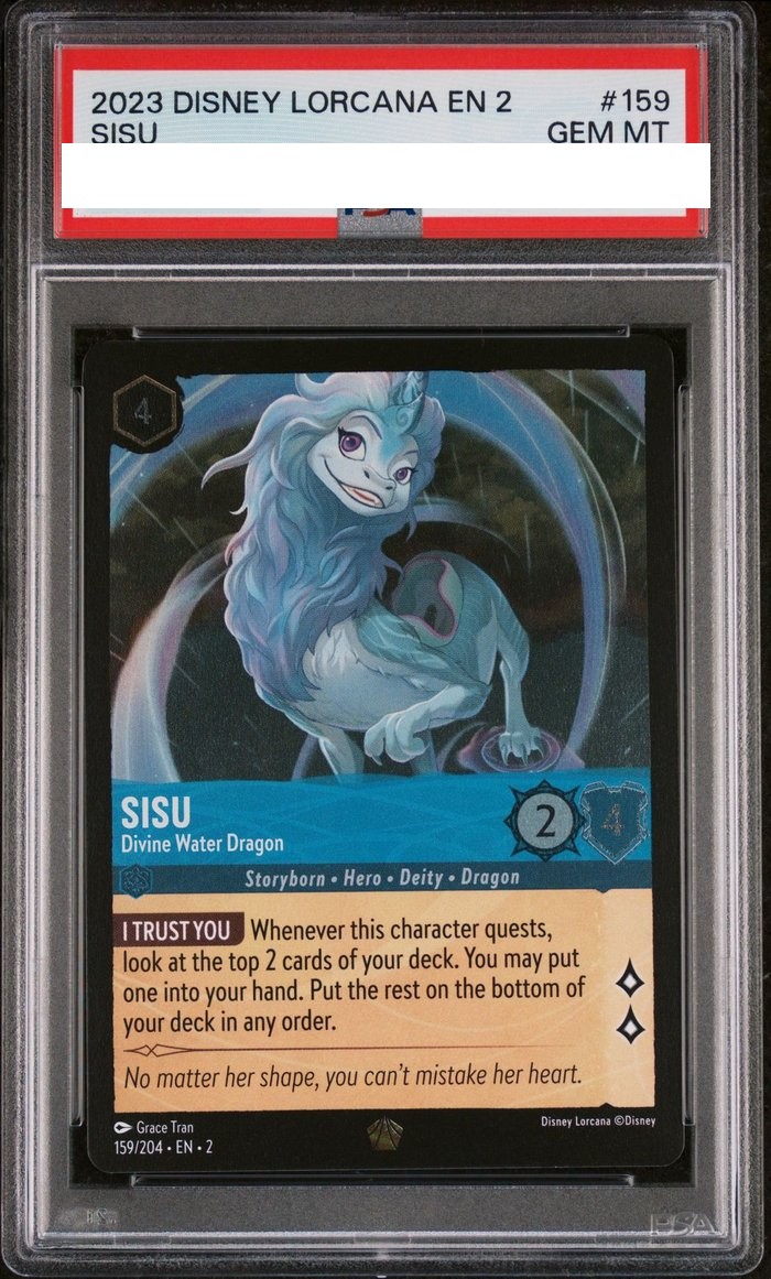 Sanitized PSA 10 slab of Sisu – Divine Water Dragon (159/204); certification number and barcodes redacted