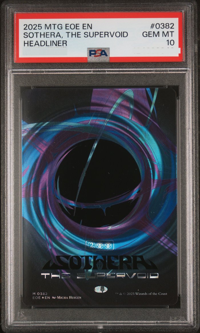 Sanitized PSA 10 slab of Sothera, the Supervoid Singularity Foil headliner (EOE #382); certification number and barcodes redacted
