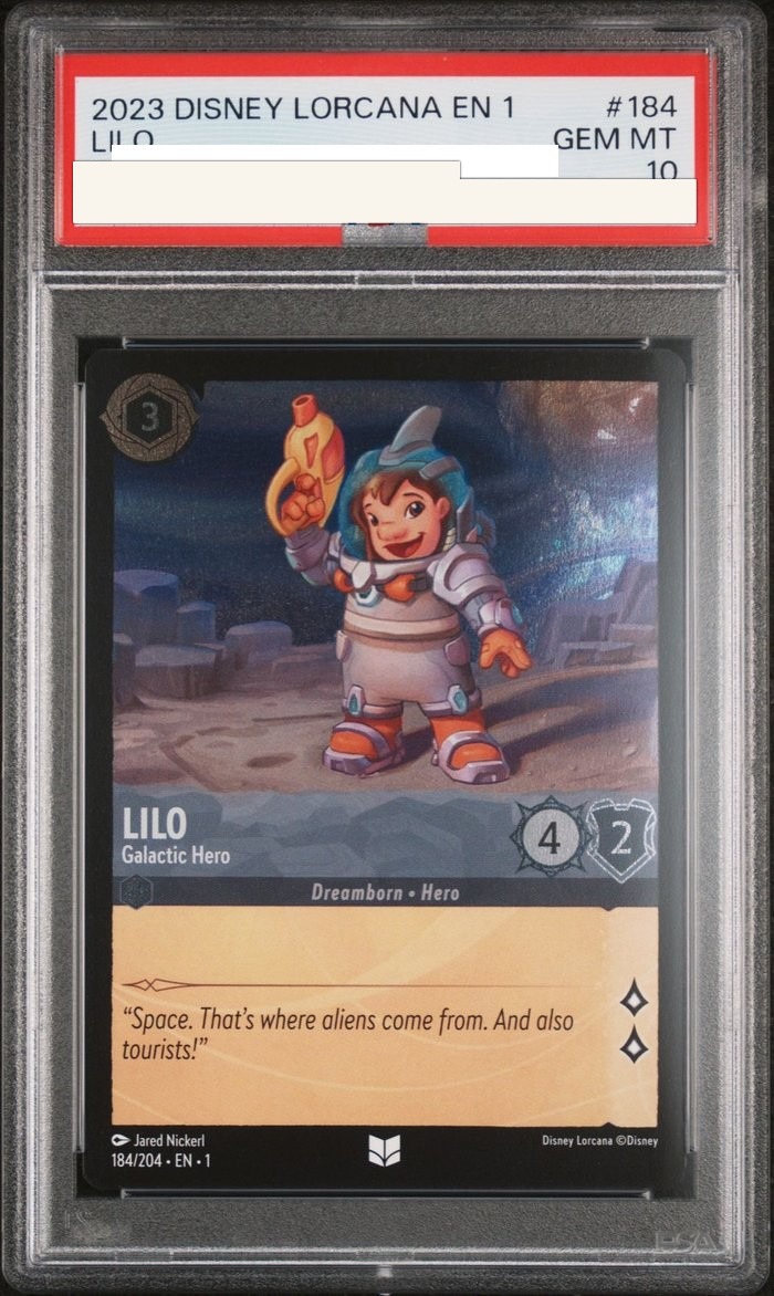 Sanitized PSA 10 slab of Lilo – Galactic Hero (184/204); certification number and barcodes redacted