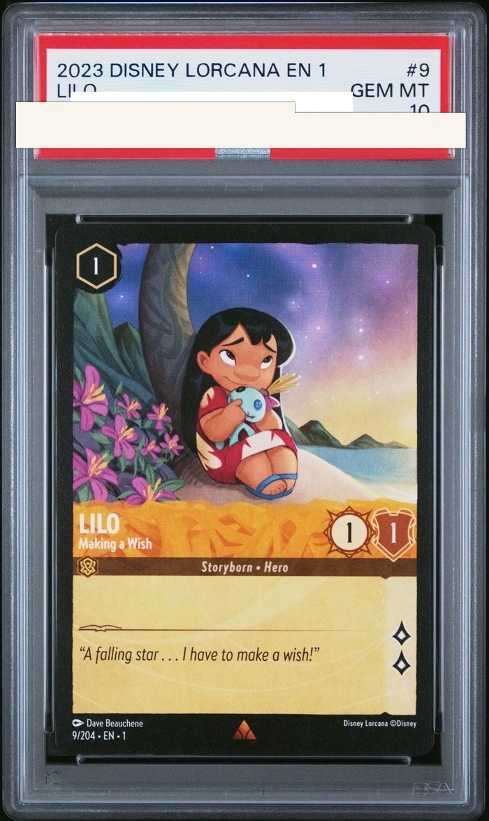 Sanitized PSA 10 slab of Lilo – Making a Wish (9/204); certification number and barcodes redacted