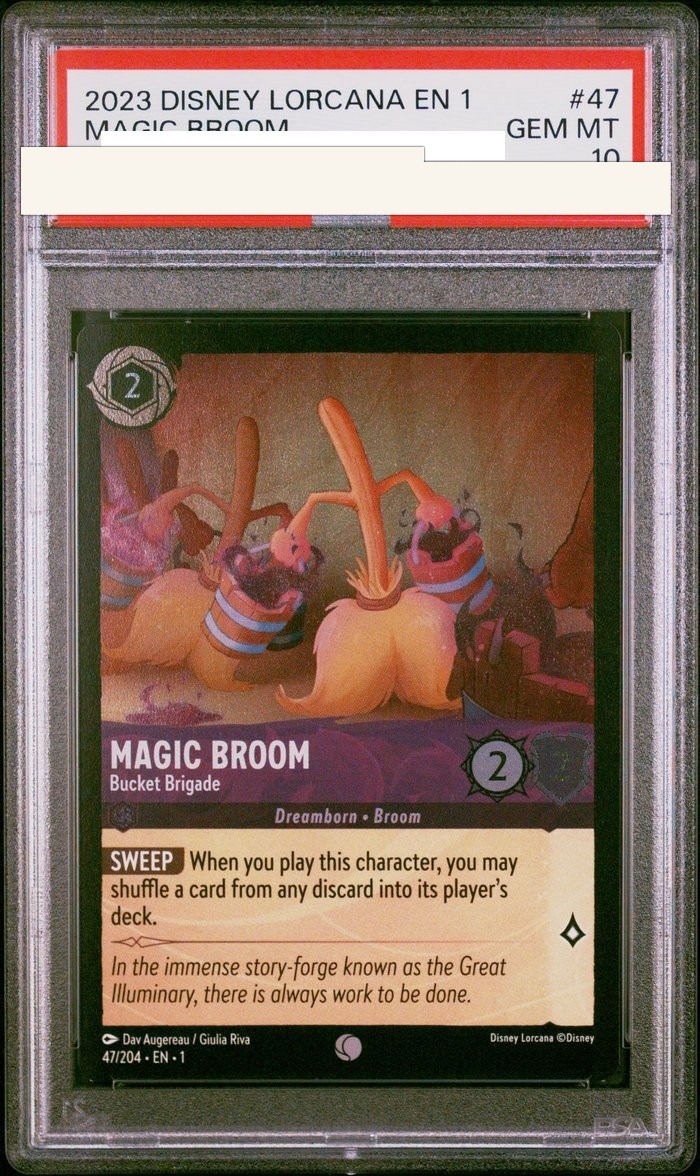 Sanitized PSA 10 slab of Magic Broom – Bucket Brigade (47/204); certification number and barcodes redacted