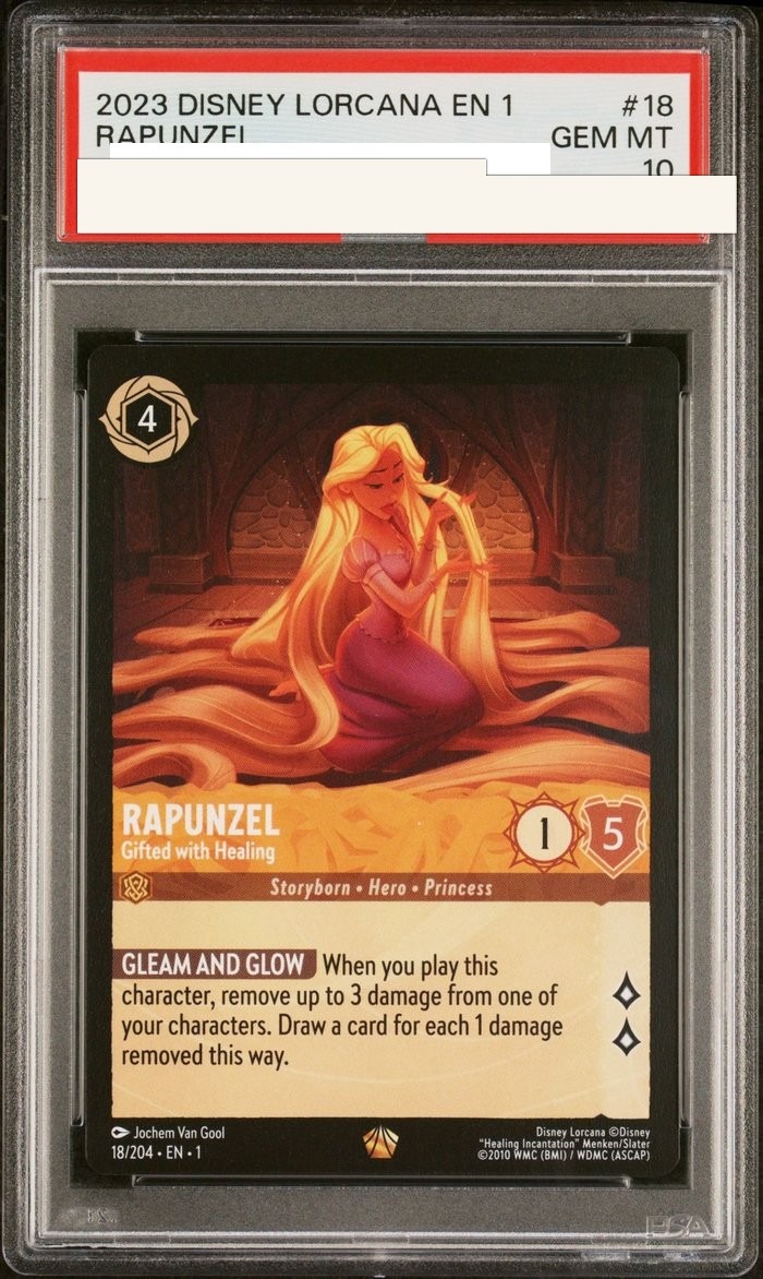 Sanitized PSA 10 slab of Rapunzel – Gifted with Healing (18/204); certification number and barcodes redacted