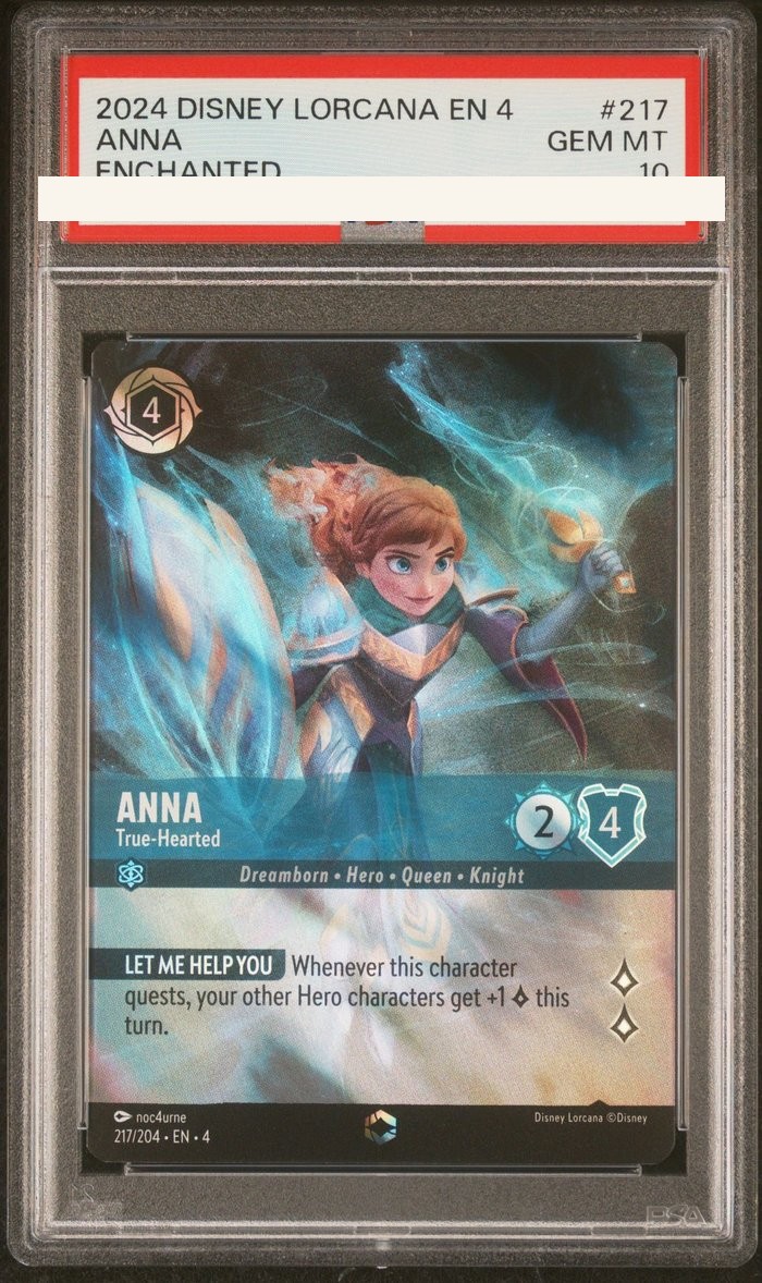 Sanitized PSA 10 slab of Anna – True-Hearted (217/204); certification number and barcodes redacted