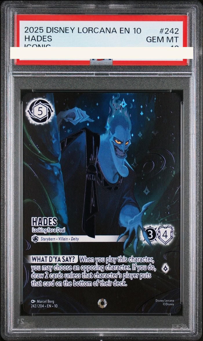 Sanitized PSA 10 slab of Hades – Looking for a Deal (242/204); certification number and barcodes redacted