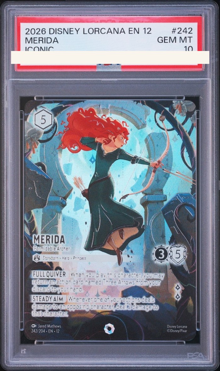 Sanitized PSA 10 slab of Merida – Formidable Archer (242/204); certification number and barcodes redacted